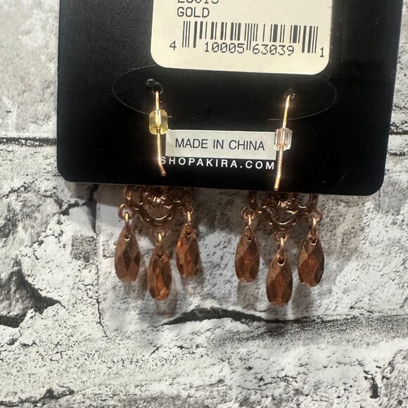 NWT Akira Accessories Set of Gold/Bronze Earrings Dangle Flower - Picture 8 of 10